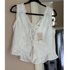 Selfie White Tie Up Top Size XL Woman NEW with Tags